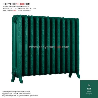 Decora 800-180 Ayaklı Desenli Döküm Radyatör, ral 6026 |  6 Kolon
